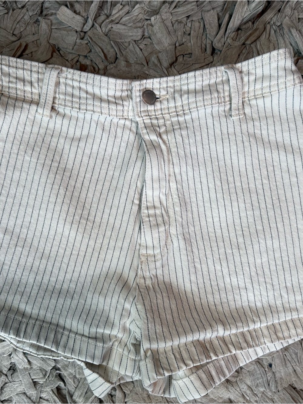 Universal Thread Cream Pinstripe High-Rise Jean Shorts